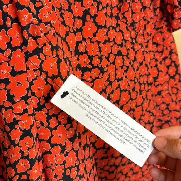 Topshop Curve Bella V-neck mini tea dress in red floral print Size US 18 - Picture 5 of 6